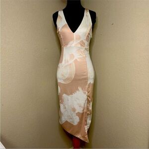 White and Tan Swoosh Dress